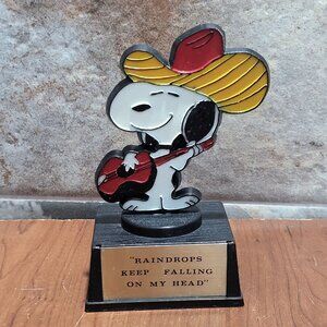 Vintage Aviva Snoopy Guitar Playing Cowboy Trophy Raindrops Keep Falling On  My